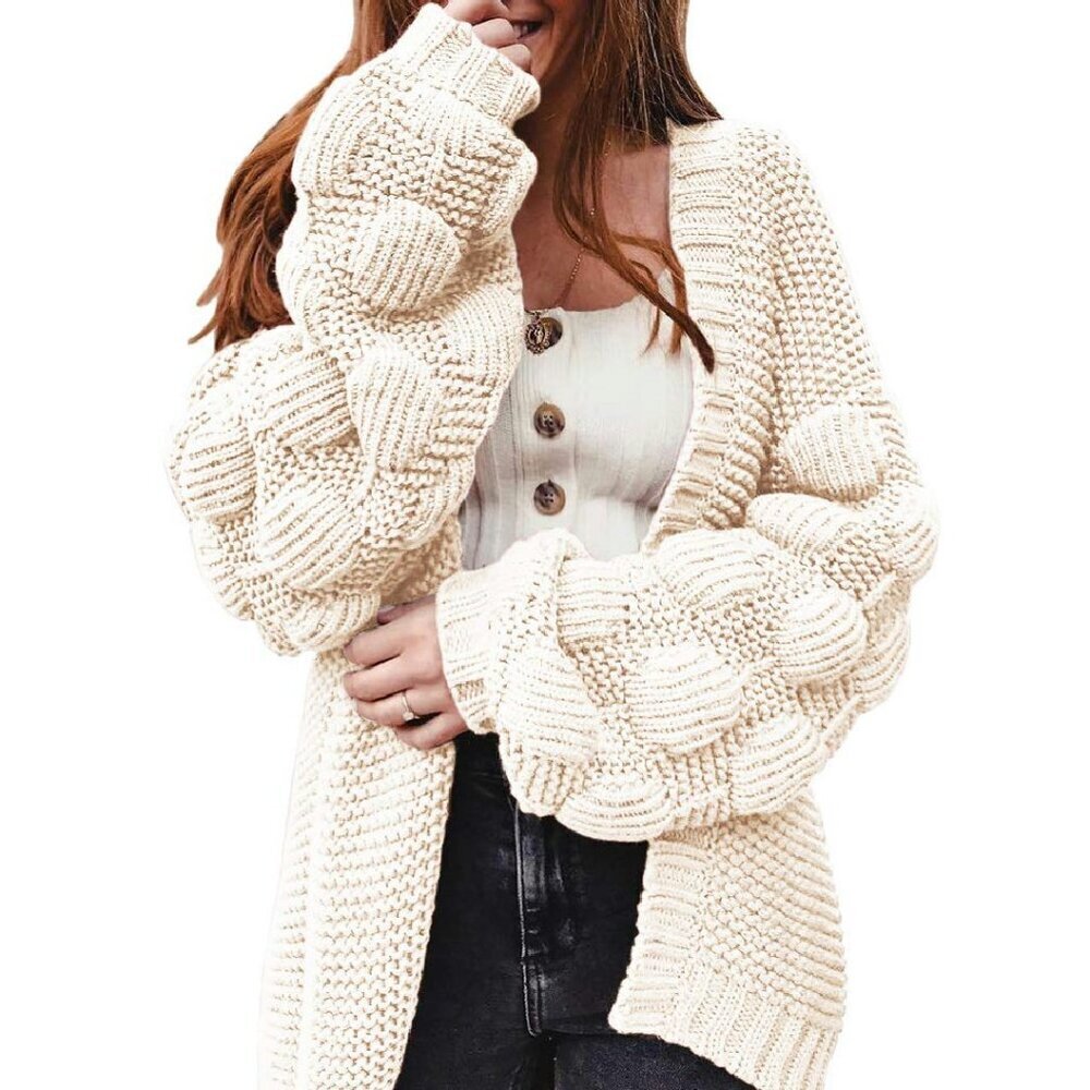 Oversized Chunky Knit Cardigan Open Front Long Wrap Sweater